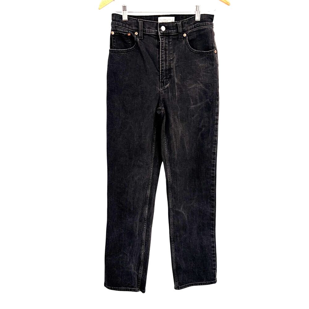 Abercrombie & Fitch 90s Straight Womens Jeans Sz 6 Black Grunge Minimalist